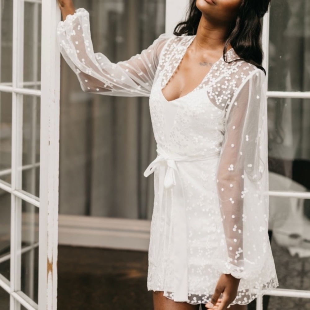 Camille Le Rose Bridal Robe Lace Small